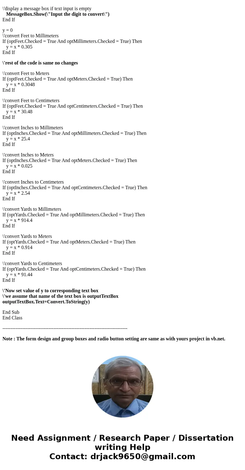 In visual studio I am trying to make a u.s. distance converter to metric converter. It involves three group boxes, one with two radio buttons and the other two 