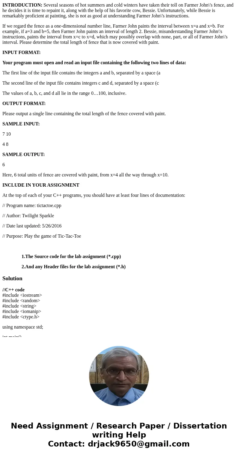INTRODUCTION: Several seasons of hot summers and cold winters have taken their toll on Farmer John\'s fence, and he decides it is time to repaint it, along with INTRODUCTION: Several seasons of hot summers and cold winters have taken their toll on Farmer John\'s fence, and he decides it is time to repaint it, along with