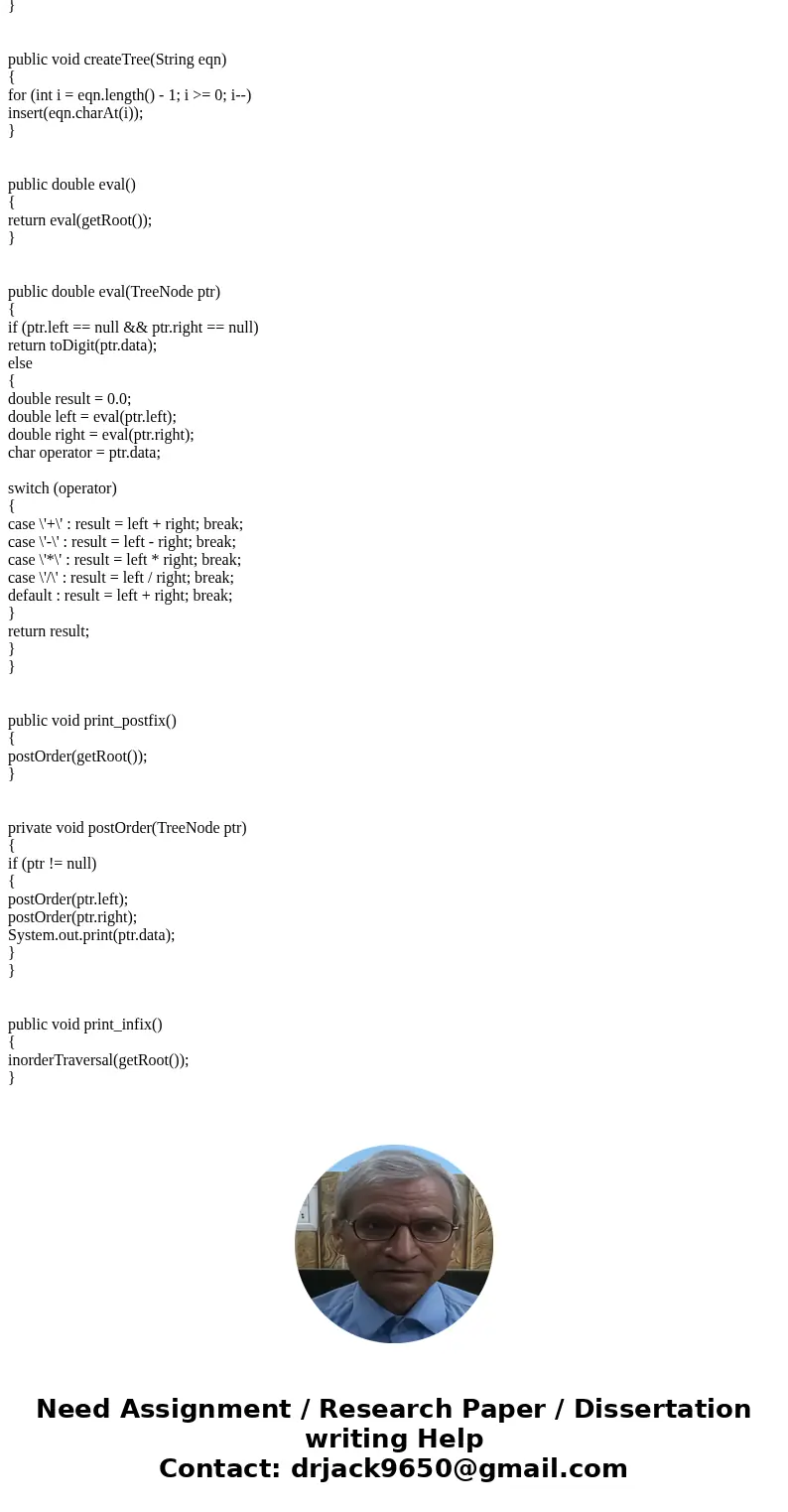 Java program to implement a binary tree for an given expression using preorder and then solving the expression.Solutionpackage snippet; import java.util.Scanner