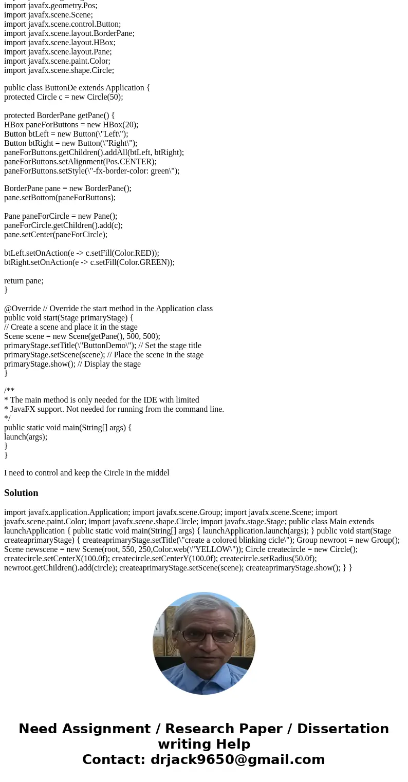 Javafx Create a program that turns a circle ON (yellow) or OFF (blank). Do not use images in the buttons, just text. This is what I came up with CODE: import ja