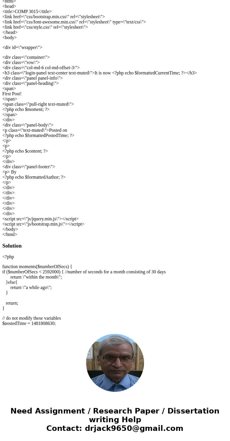 Lab 2 The purpose of this lab is to work with functions and time stamps. Start with the php code below the question: • Using string functions, clean up the $aut