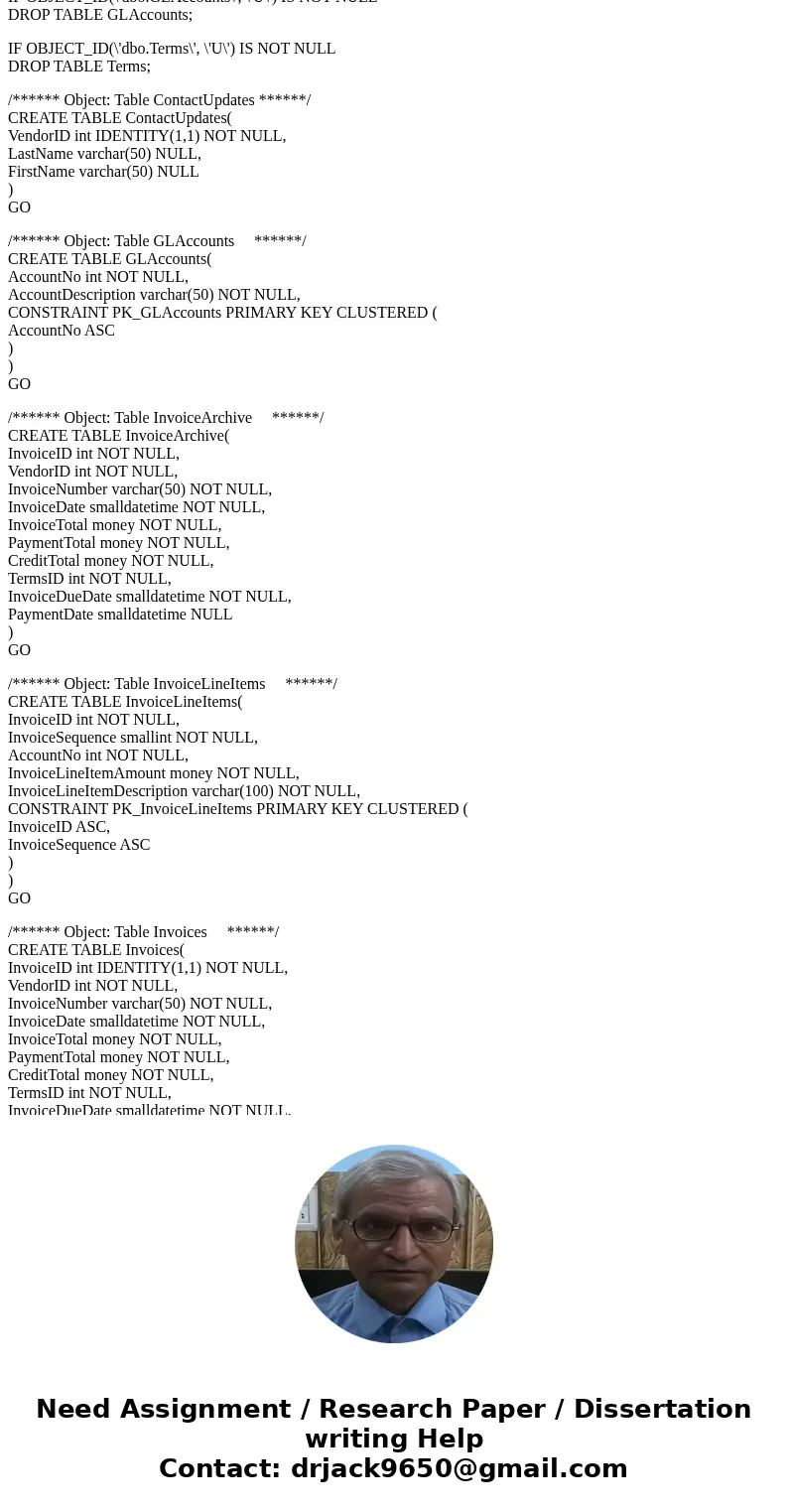 On Microsft SQL server management studio CIS336 Week 2 Lab Correct table joins and join fields: Vendors to Invoices (on VendorID) Invoices to InvoiceLineItems (