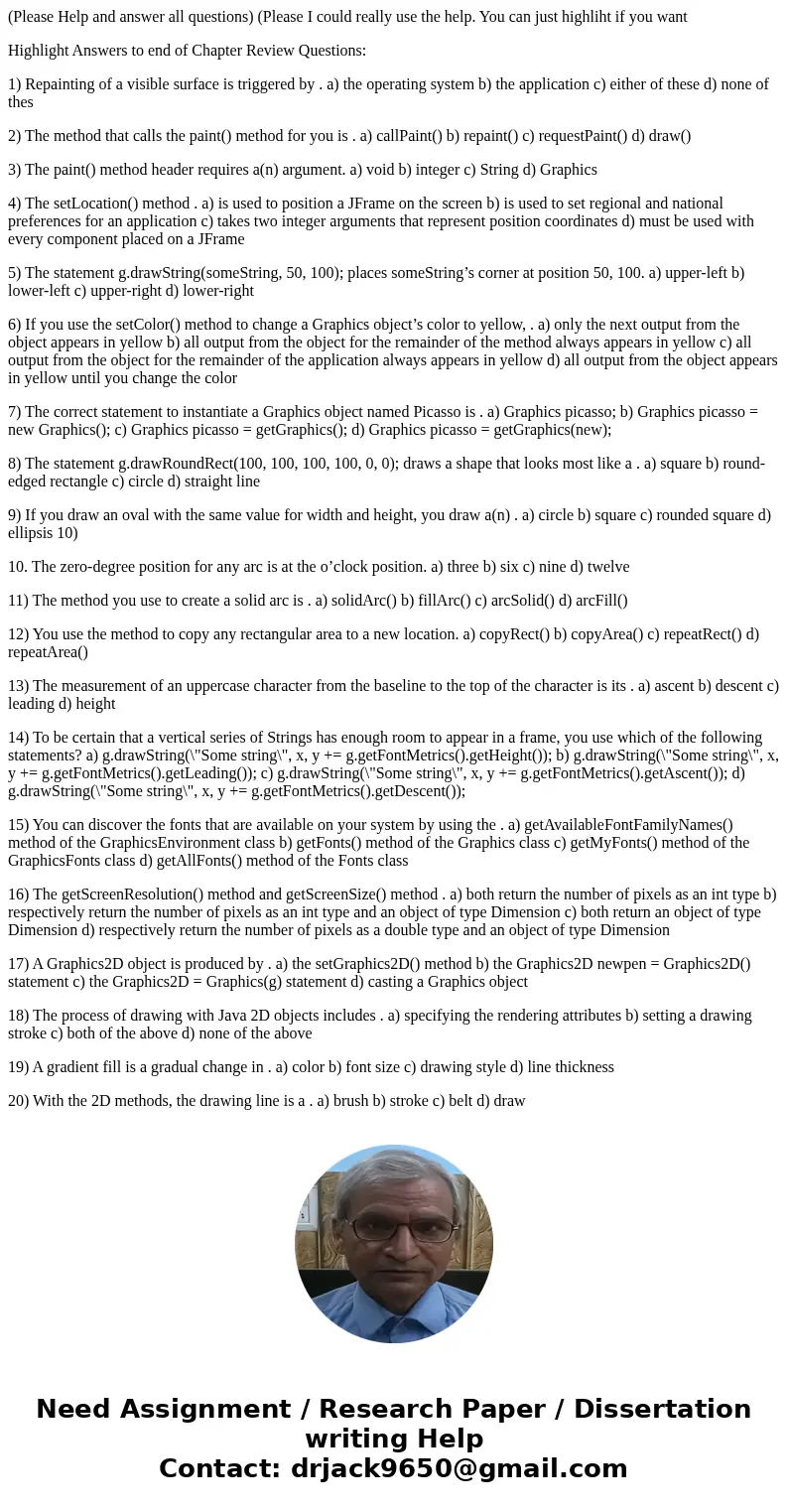 (Please Help and answer all questions) (Please I could really use the help. You can just highliht if you want Highlight Answers to end of Chapter Review Questio