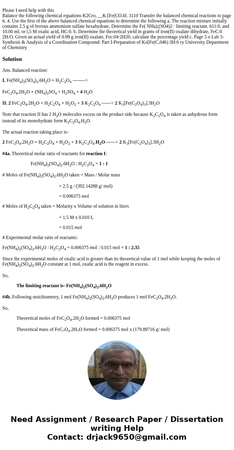 Please I need help with this Balance the following chemical equations K2Cro, __K:[Fe(CO.hl. 3110 Transfer the balanced chemical reactions to page 6. 4. Use the  Please I need help with this Balance the following chemical equations K2Cro, __K:[Fe(CO.hl. 3110 Transfer the balanced chemical reactions to page 6. 4. Use the