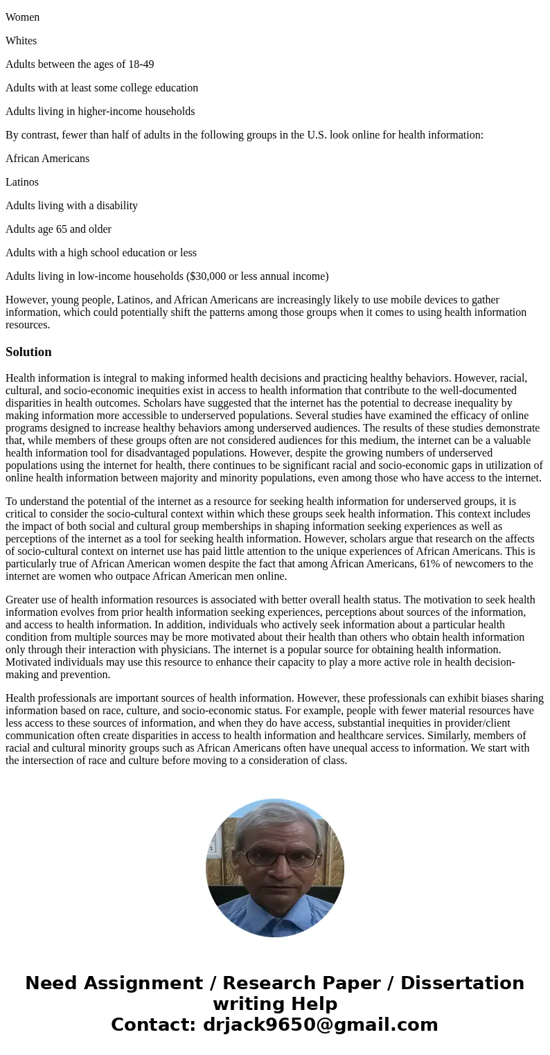 Please post an APA styled response! Review the following 2011 PEW Internet and American Life Center report: http://www.pewinternet.org/Reports/2011/HealthTopics Please post an APA styled response! Review the following 2011 PEW Internet and American Life Center report: http://www.pewinternet.org/Reports/2011/HealthTopics