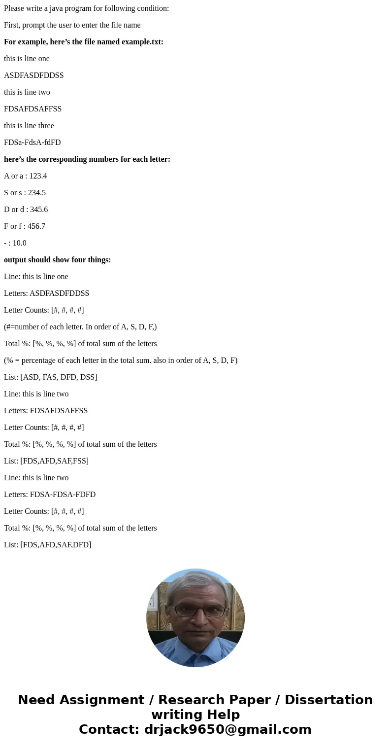 Please write a java program for following condition: First, prompt the user to enter the file name For example, here’s the file named example.txt: this is line 