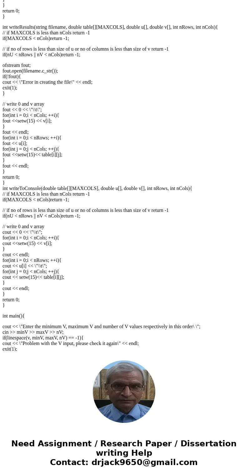 Pls include code to copy for c++ CS 109-CIC Programming for Engineers w. Matlab-Fall 2016 Homework Assignment 7 Generating Vectors and Tables in C++ for Data An