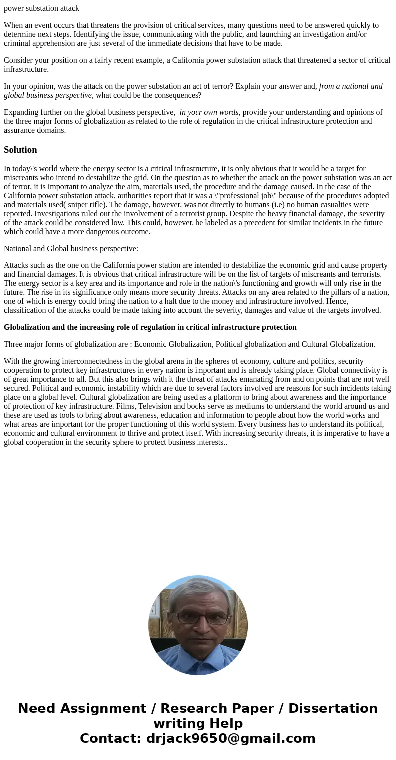 power substation attack When an event occurs that threatens the provision of critical services, many questions need to be answered quickly to determine next ste power substation attack When an event occurs that threatens the provision of critical services, many questions need to be answered quickly to determine next ste