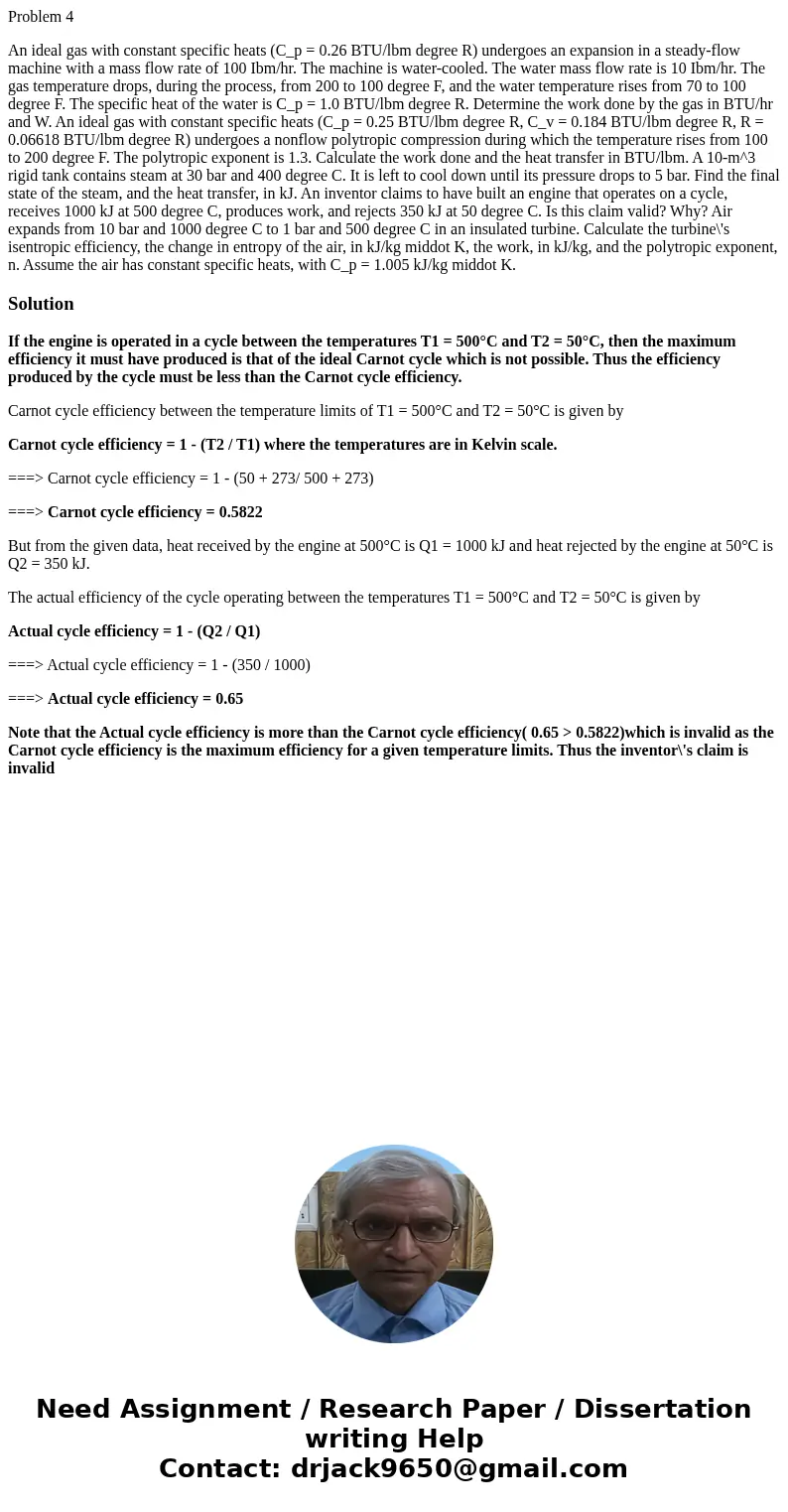 Problem 4 An ideal gas with constant specific heats (C_p = 0.26 BTU/lbm degree R) undergoes an expansion in a steady-flow machine with a mass flow rate of 100 I Problem 4 An ideal gas with constant specific heats (C_p = 0.26 BTU/lbm degree R) undergoes an expansion in a steady-flow machine with a mass flow rate of 100 I