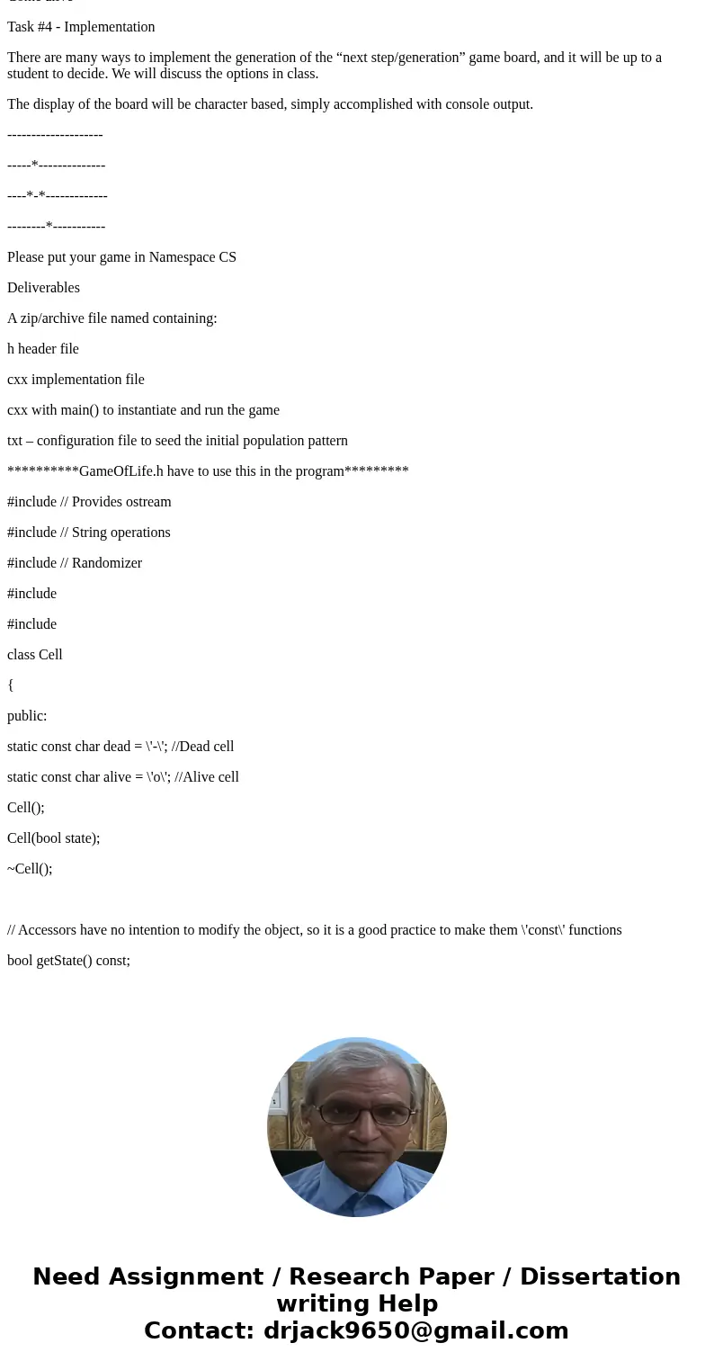 Programming Assignment 1: Game of Life The objective of this programming assignment is to design and implement what is known as the “Game of Life”, conceptualiz