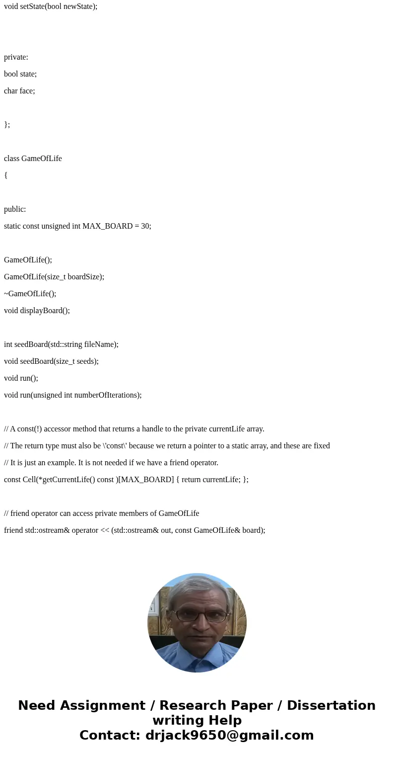 Programming Assignment 1: Game of Life The objective of this programming assignment is to design and implement what is known as the “Game of Life”, conceptualiz