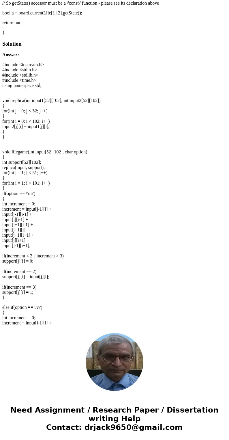 Programming Assignment 1: Game of Life The objective of this programming assignment is to design and implement what is known as the “Game of Life”, conceptualiz
