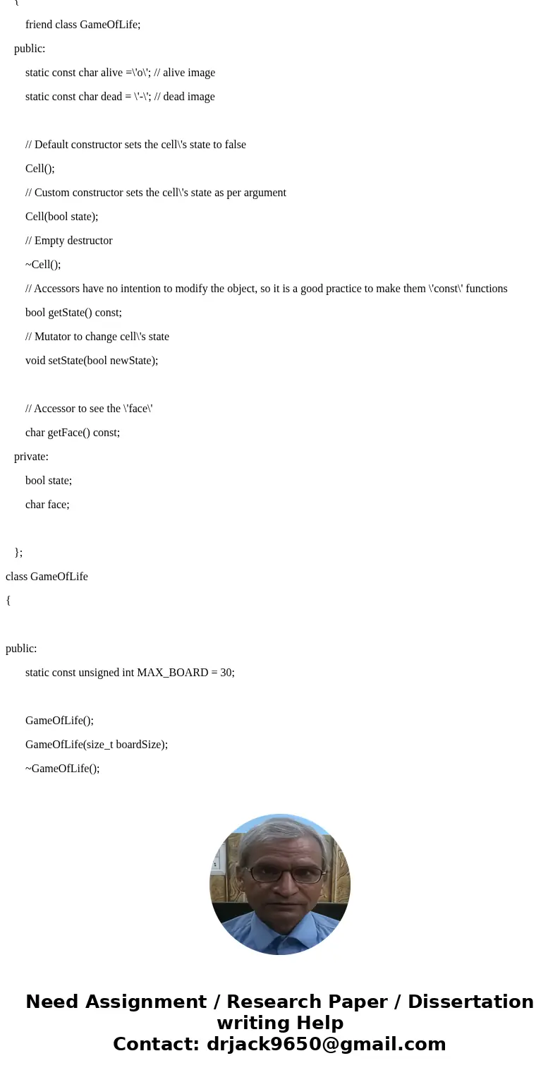 Programming Assignment 1: Game of Life The objective of this programming assignment is to design and implement what is known as the “Game of Life”, conceptualiz