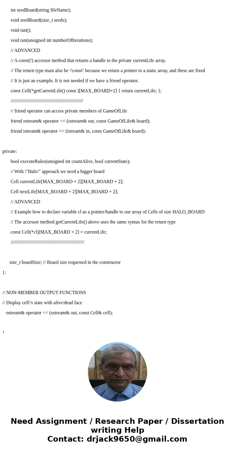 Programming Assignment 1: Game of Life The objective of this programming assignment is to design and implement what is known as the “Game of Life”, conceptualiz