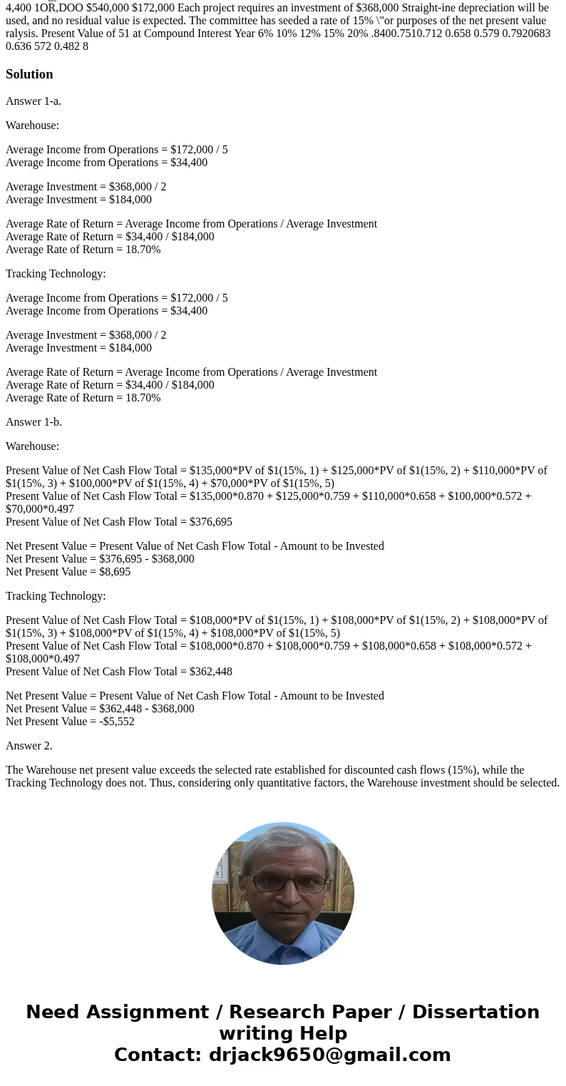 Show Me How The capital Investment committee of Ells Transport and Storage Inc. is considering two investment projects. The estimated income from operations an  Show Me How The capital Investment committee of Ells Transport and Storage Inc. is considering two investment projects. The estimated income from operations an