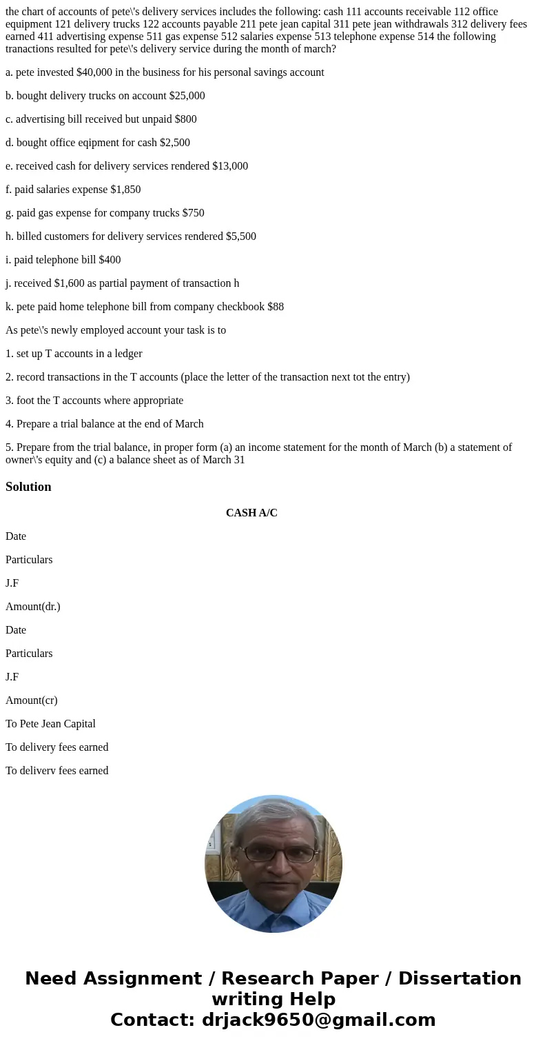 the chart of accounts of pete\'s delivery services includes the following: cash 111 accounts receivable 112 office equipment 121 delivery trucks 122 accounts pa the chart of accounts of pete\'s delivery services includes the following: cash 111 accounts receivable 112 office equipment 121 delivery trucks 122 accounts pa
