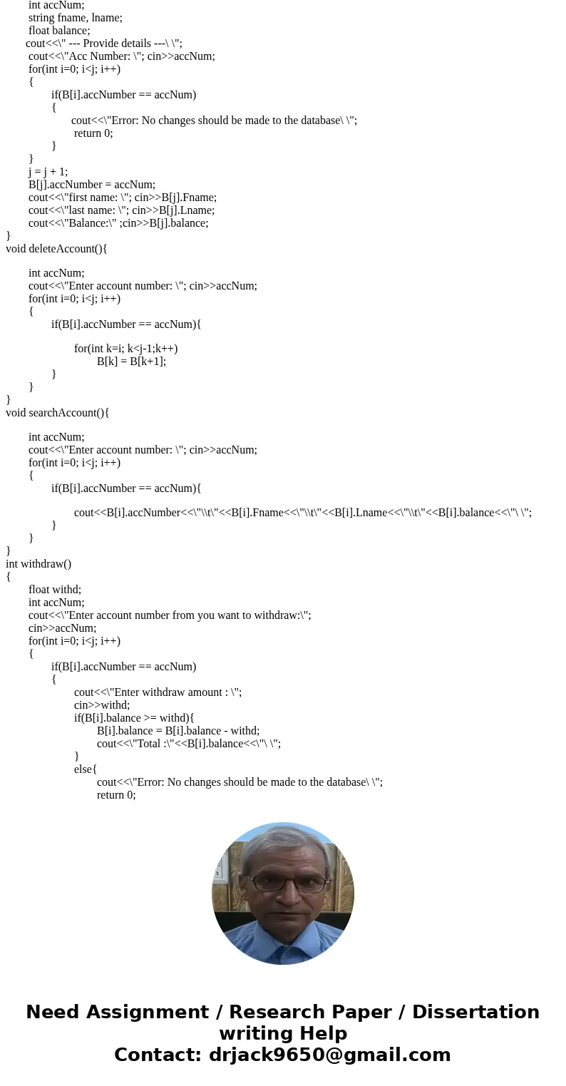 The purpose of this assignment is to get you familiar with Streams and File You is to goal to to create a simple bank database (file) where el the individual a  The purpose of this assignment is to get you familiar with Streams and File You is to goal to to create a simple bank database (file) where el the individual a
