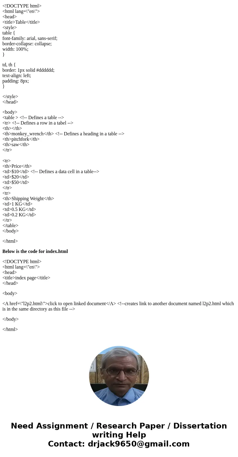 Using HTML tables: Create in your public_html directory an HTML document named l2p2.html to describe a table with the following contents: The columns of the tab Using HTML tables: Create in your public_html directory an HTML document named l2p2.html to describe a table with the following contents: The columns of the tab