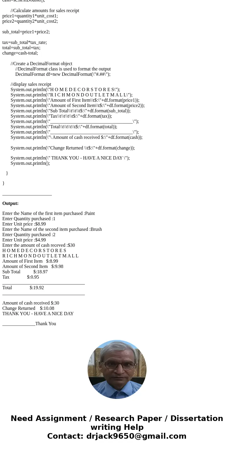 using java and the code i need help with this one please. In this lab, you are to write a program that calculates the sales tax, total price of all items purcha