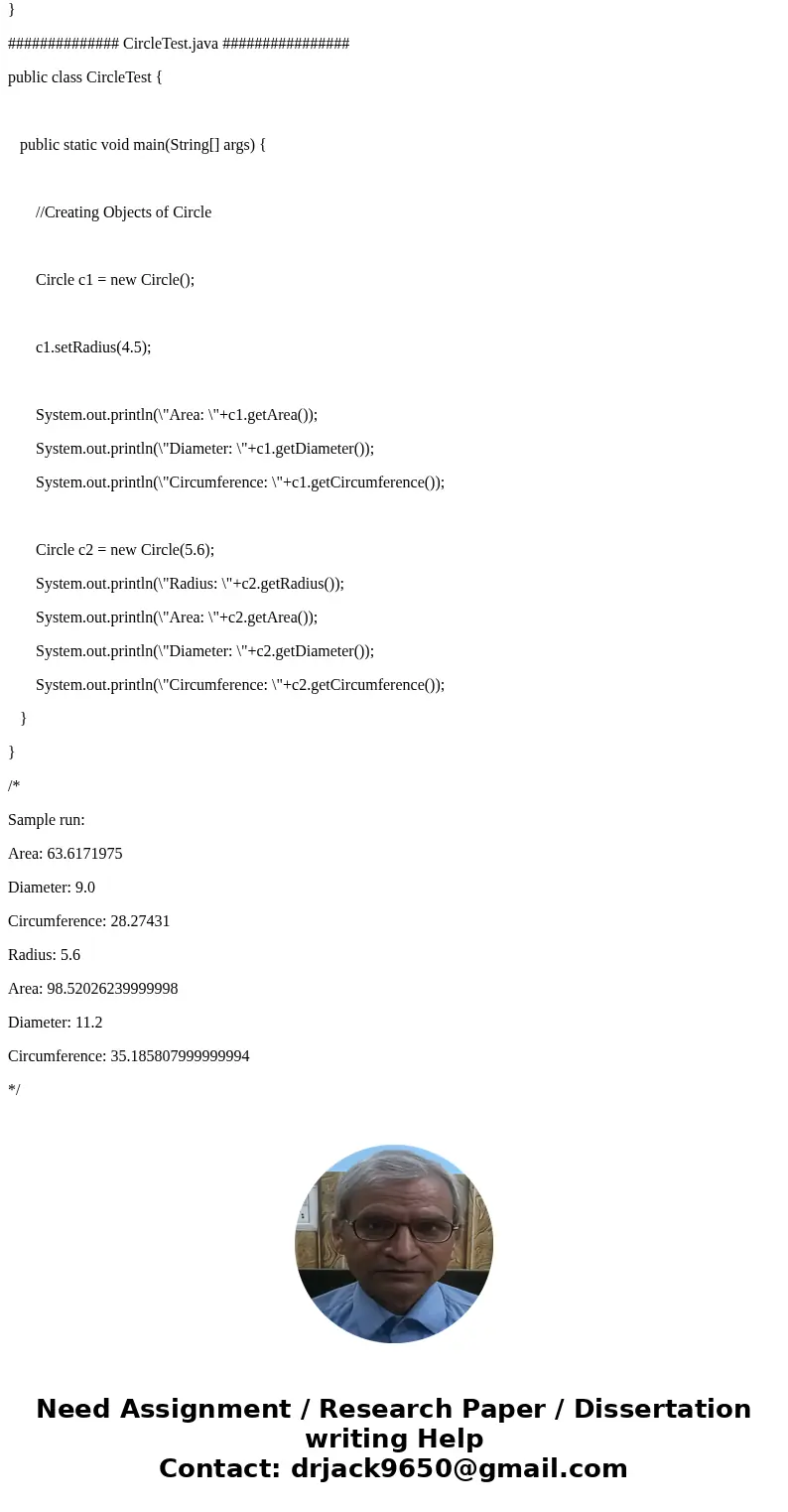 Write an ADT named Circle: Include data: radius (double) PI (a constant double initialized with 3.14159) Include methods: A no-argument constructor A constructo Write an ADT named Circle: Include data: radius (double) PI (a constant double initialized with 3.14159) Include methods: A no-argument constructor A constructo