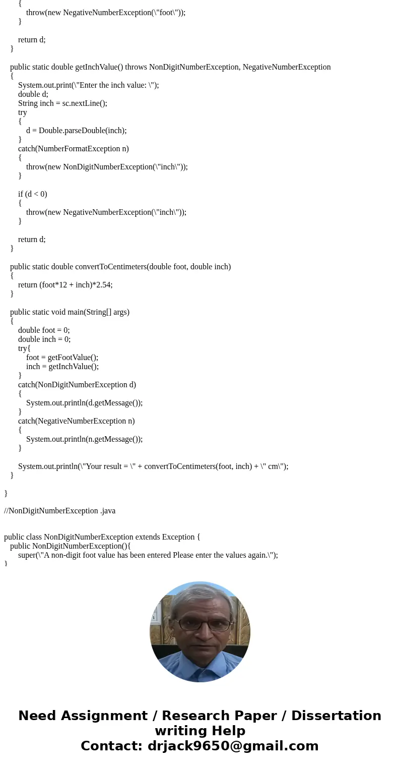 Write an application from scratch where you are to write in Java the following methods to be used by the main(): getFootValue() returning a Double value that is