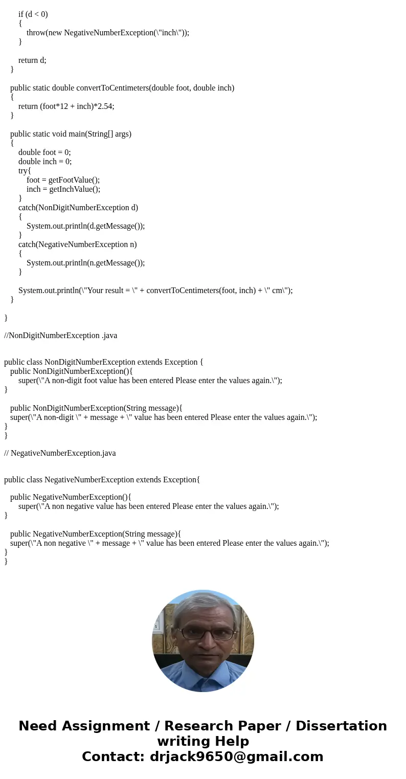 Write an application from scratch where you are to write in Java the following methods to be used by the main(): getFootValue() returning a Double value that is