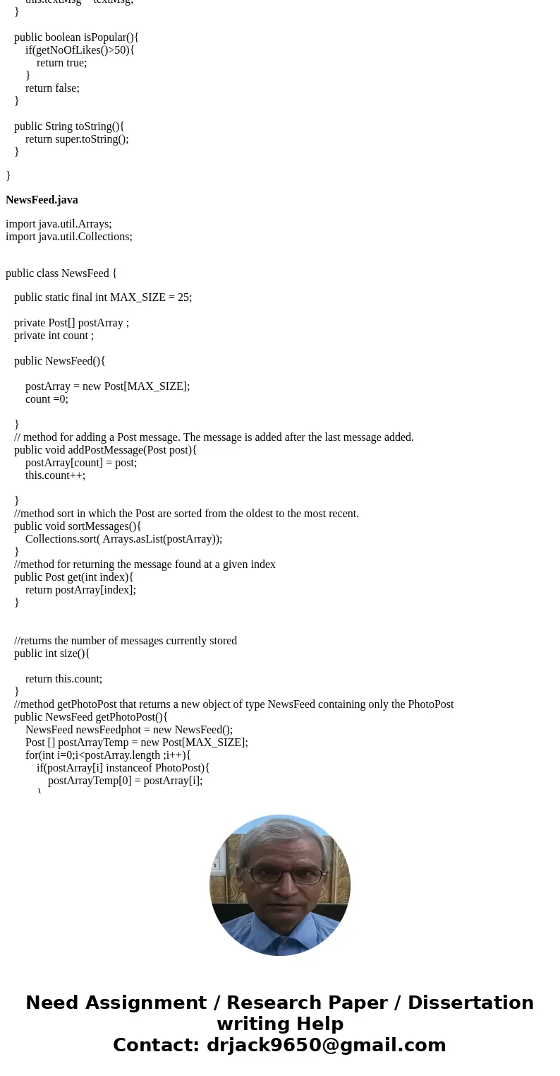 1- Likeable Implement the interface Likeable. It declares two methods: like() and int getLikes(). 2- Post Write the implementation of the class Post. It impleme