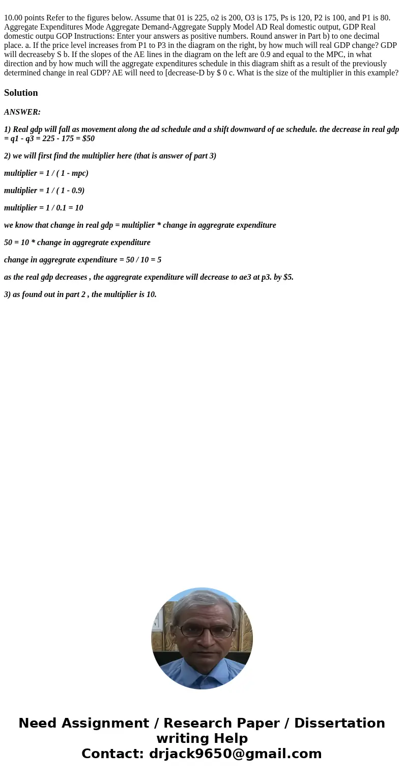 10.00 points Refer to the figures below. Assume that 01 is 225, o2 is 200, O3 is 175, Ps is 120, P2 is 100, and P1 is 80. Aggregate Expenditures Mode Aggregate
