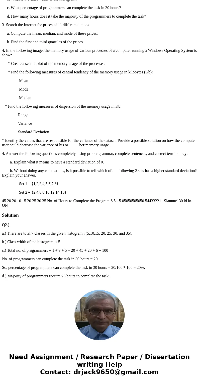 2. A software company asked 100 of its programmers to develop a certain program individually. The following histogram shows the time it takes a programmer to fi 2. A software company asked 100 of its programmers to develop a certain program individually. The following histogram shows the time it takes a programmer to fi