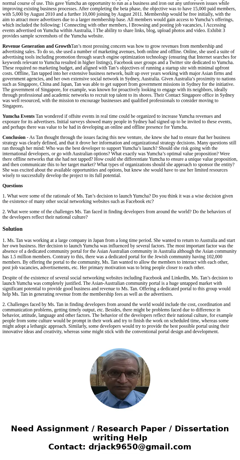 7-1 Homework: Case Study: Yumcha.com.au Review the Chapter 10 case study on pages 419–427 and then answer discussion the questions on pages 426–427. Case Develo