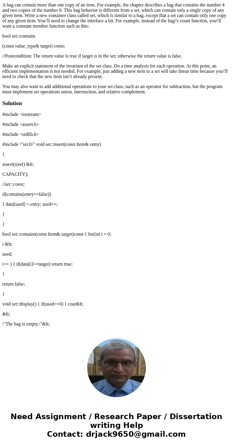 A bag can contain more than one copy of an item. For example, the chapter describes a bag that contains the number 4 and two copies of the number 8. This bag be