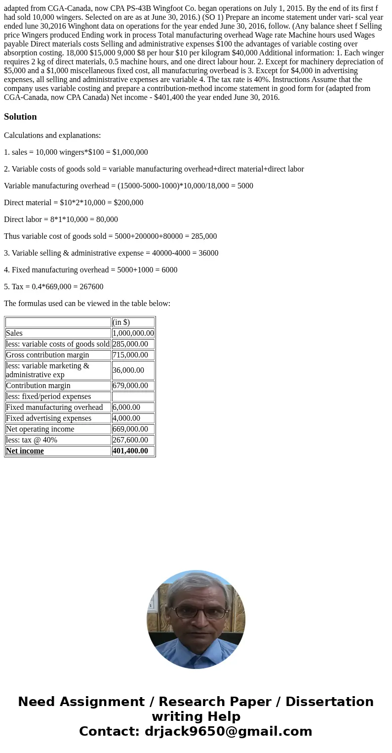  adapted from CGA-Canada, now CPA PS-43B Wingfoot Co. began operations on July 1, 2015. By the end of its first f had sold 10,000 wingers. Selected on are as at