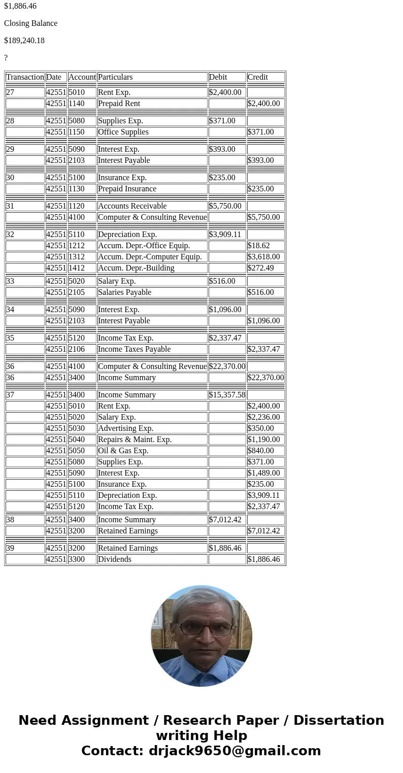  Adjusting Entries - Round to two decimal places. 27. The rent payment made on June 17 (3600 )was for June and July. Expense the amount associated with one mont