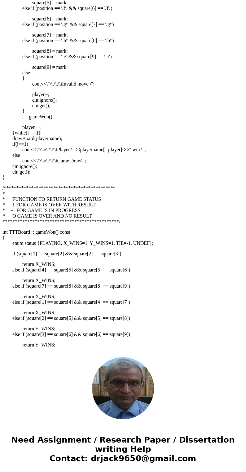 Assignment Specifications implement a console version of the game tic-tac-toe in c++. For this assignment, we are providing an initial source code file which co