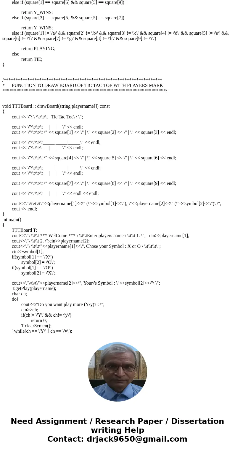 Assignment Specifications implement a console version of the game tic-tac-toe in c++. For this assignment, we are providing an initial source code file which co