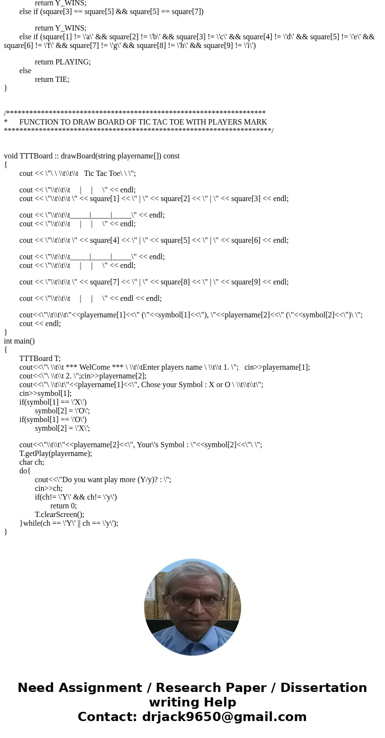 Assignment Specifications implement a console version of the game tic-tac-toe in c++. For this assignment, we are providing an initial source code file which co