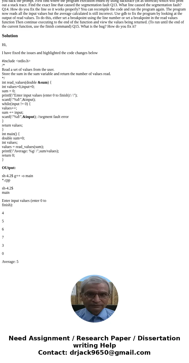 average.c ~~~~~~~~~~~~~~~~~ #include <stdio.h> /* Read a set of values from the user. Store the sum in the sum variable and return the number of values re average.c ~~~~~~~~~~~~~~~~~ #include <stdio.h> /* Read a set of values from the user. Store the sum in the sum variable and return the number of values re