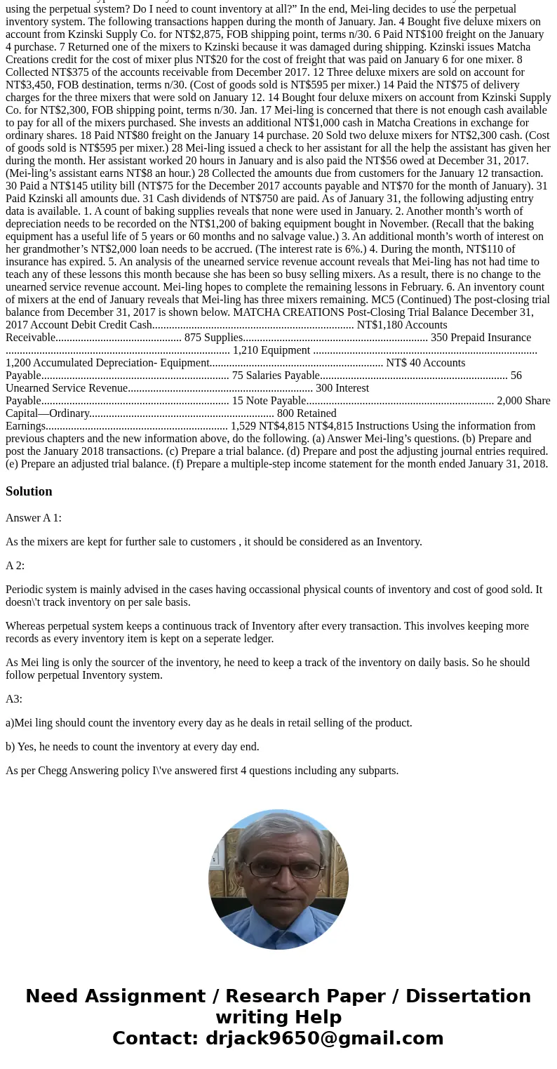 Because Mei-ling has had such a successful first few months, she is considering other opportunities to develop her business. One opportunity is the sale of fine