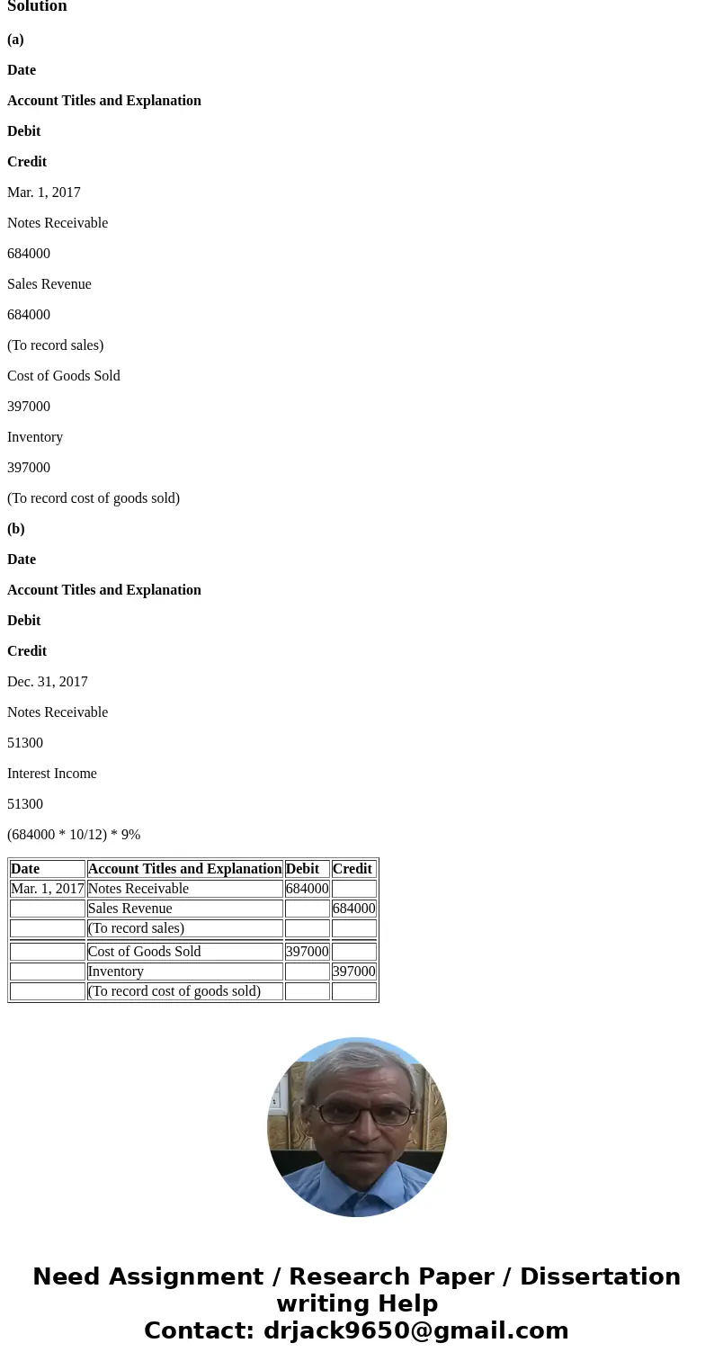 Brief Exercise 18-10 Date Account Titles and Explanation Debit Credit Mar. 1, 2017 (To record sales) (To record cost of goods sold) Date Account Titles and Expl