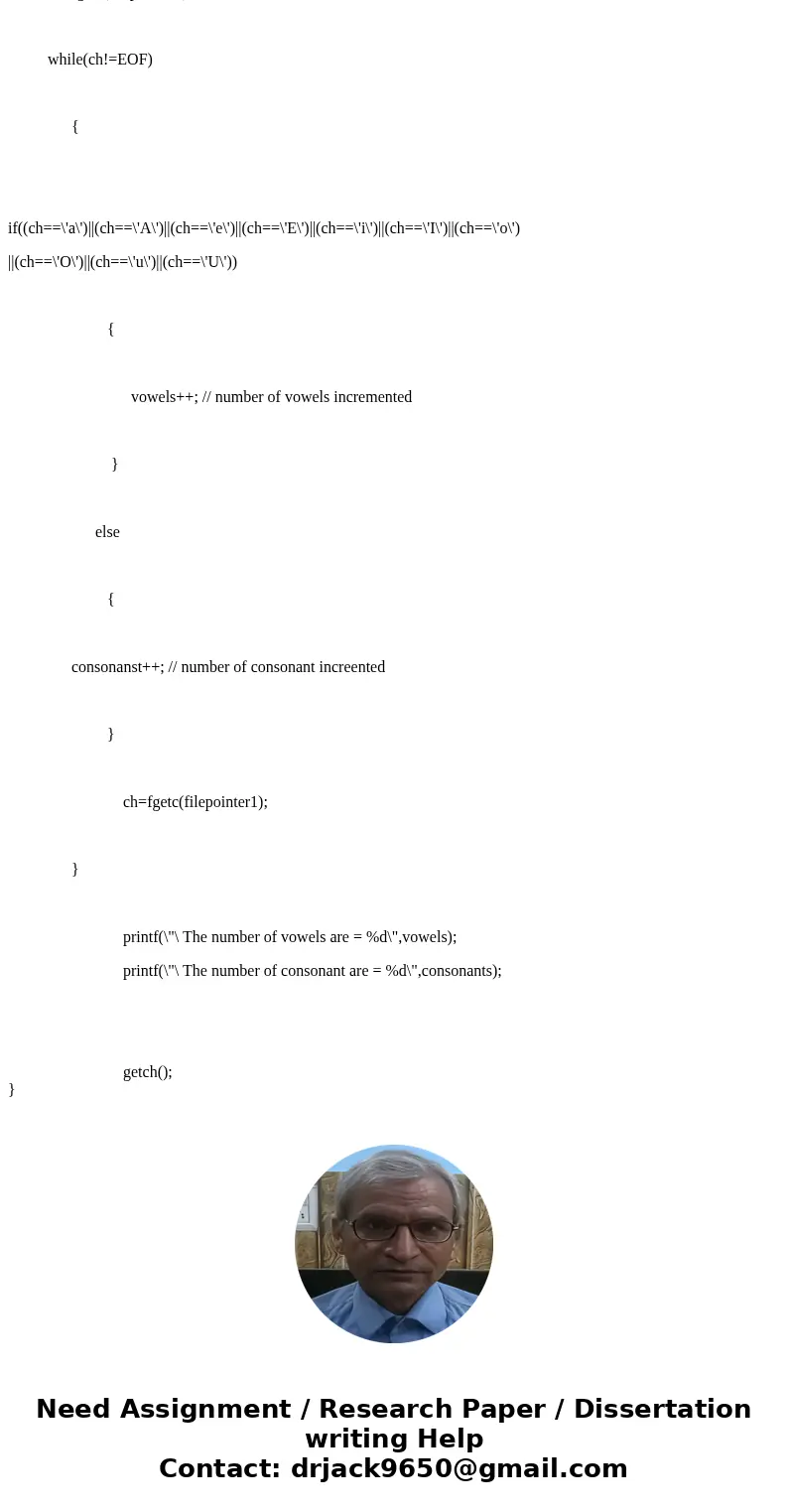 C++ (Count vowels and consonants, file input, nested-loops, switch statement) Assume that letters A, E, I, O and U are the vowels. Write a program that reads st