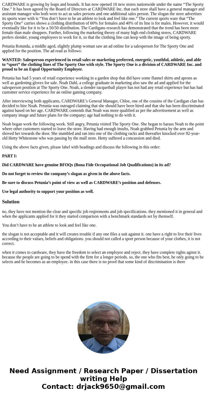 CARDWARE is growing by leaps and bounds. It has now opened 10 new stores nationwide under the name “The Sporty One.” It has been agreed by the Board of Director CARDWARE is growing by leaps and bounds. It has now opened 10 new stores nationwide under the name “The Sporty One.” It has been agreed by the Board of Director