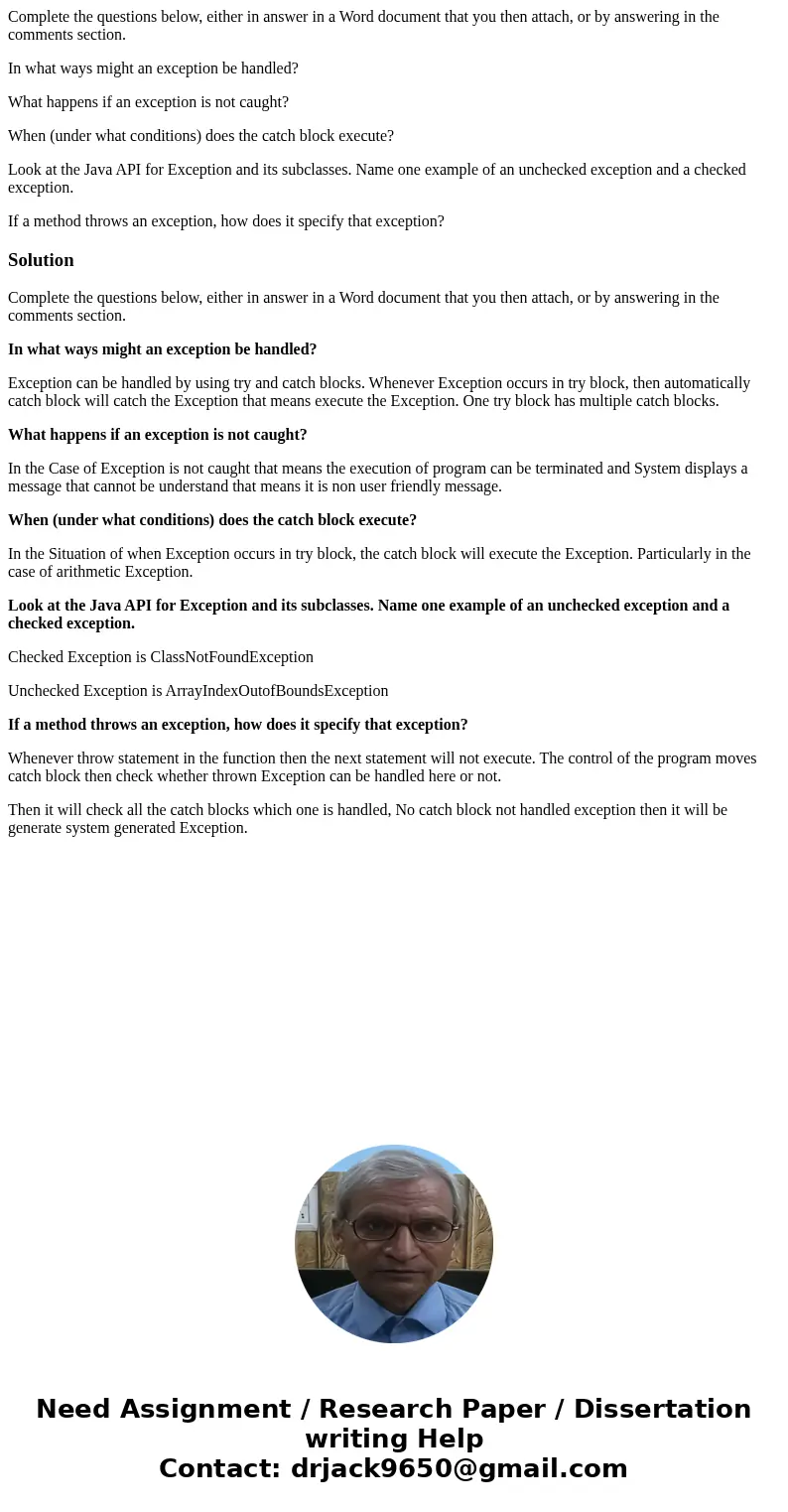 Complete the questions below, either in answer in a Word document that you then attach, or by answering in the comments section. In what ways might an exception