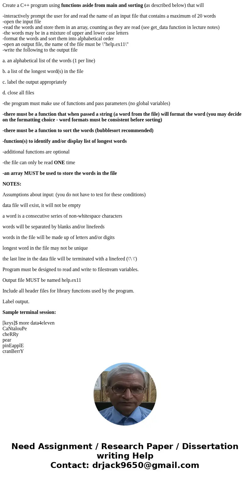 Create a C++ program using functions aside from main and sorting (as described below) that will -interactively prompt the user for and read the name of an input Create a C++ program using functions aside from main and sorting (as described below) that will -interactively prompt the user for and read the name of an input