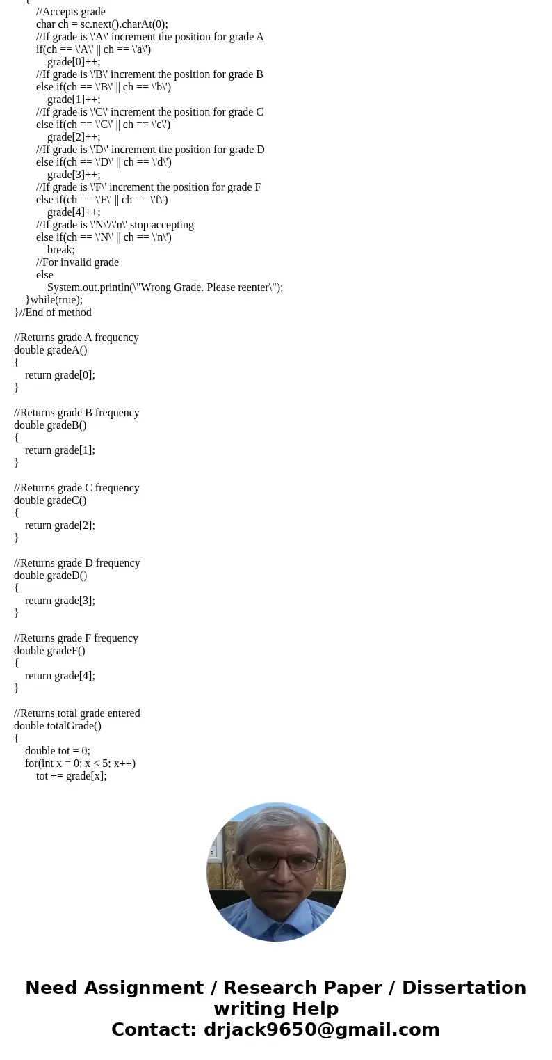 Create a Class that represents a grade distribution for a given course. Write methods to perform each of the following tasks: Set the number of each of the lett