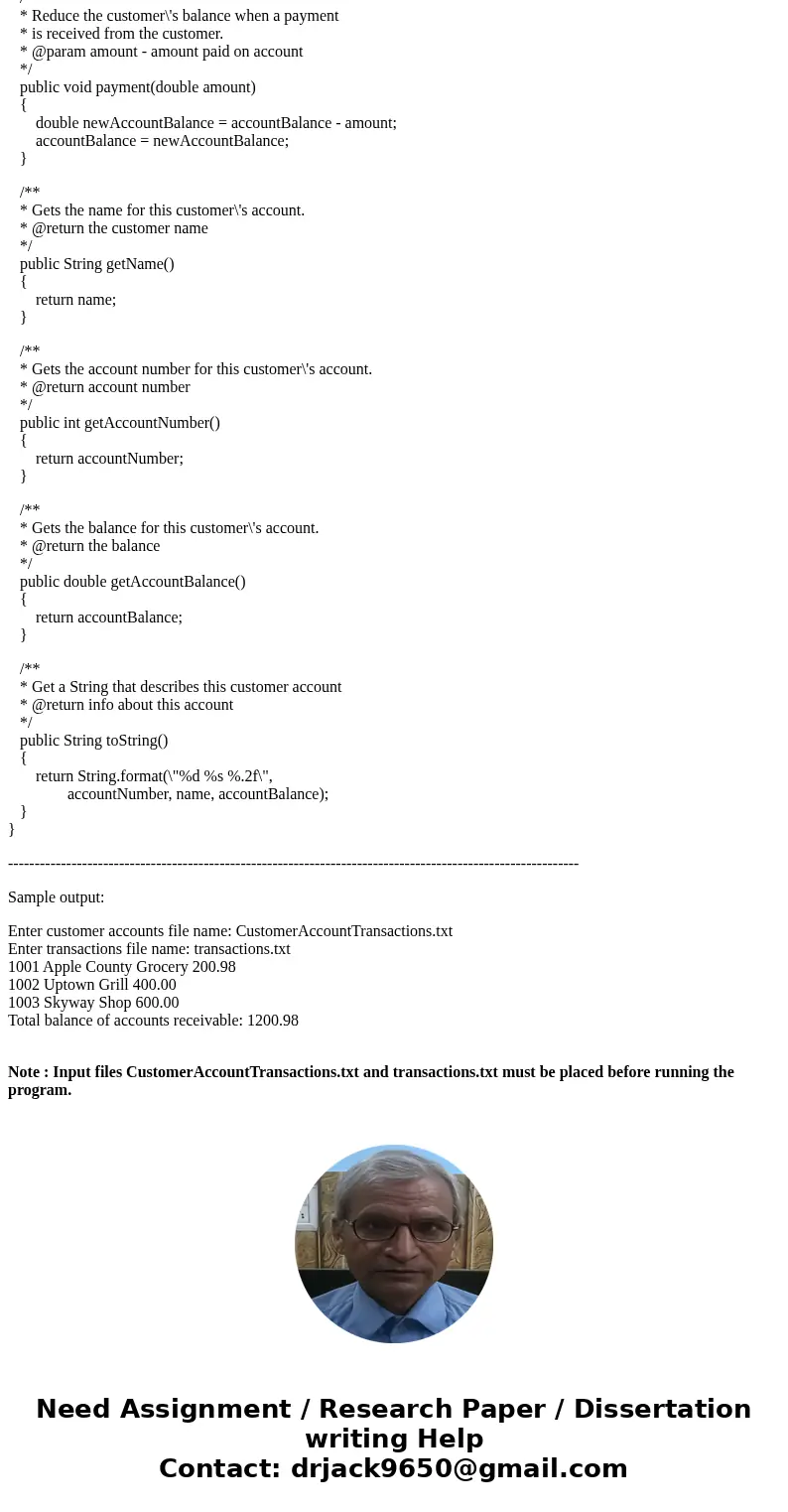 Finish the CustomerAccountTransactions program that reads customer accounts receivable data from a file and then applies a series of transactions to the account