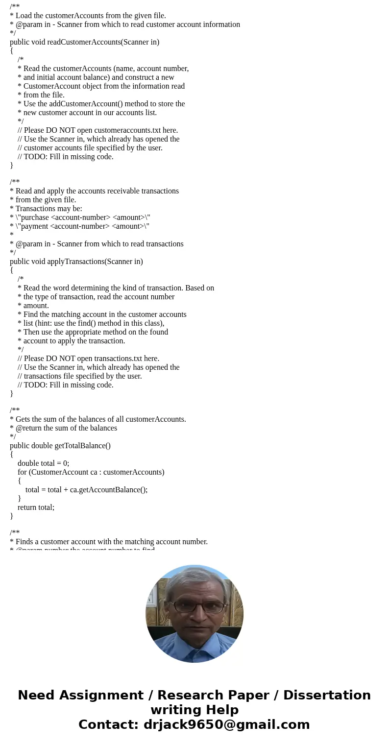 Finish the CustomerAccountTransactions program that reads customer accounts receivable data from a file and then applies a series of transactions to the account