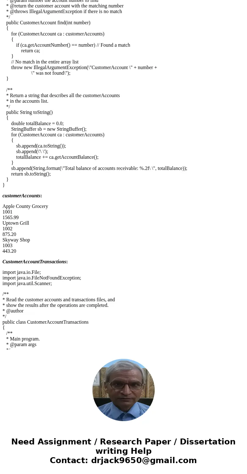 Finish the CustomerAccountTransactions program that reads customer accounts receivable data from a file and then applies a series of transactions to the account
