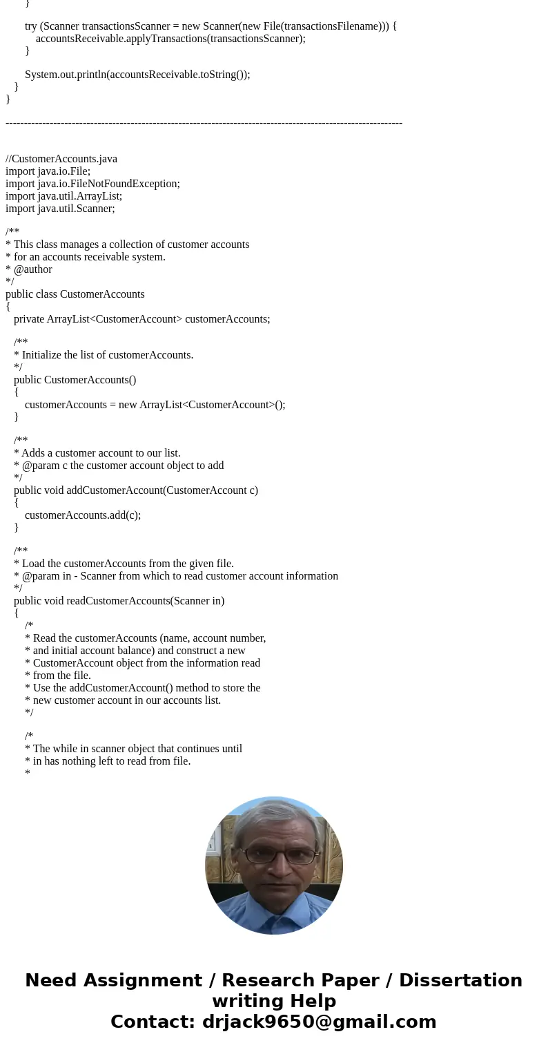 Finish the CustomerAccountTransactions program that reads customer accounts receivable data from a file and then applies a series of transactions to the account