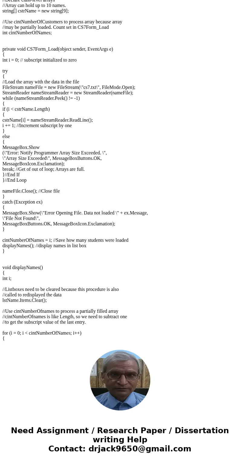 For C# need to make these changes to this programm, http://pastebin.com/nBsBETd8 For this assignment, rewrite the CS7 Array to use a string typed List. Review t For C# need to make these changes to this programm, http://pastebin.com/nBsBETd8 For this assignment, rewrite the CS7 Array to use a string typed List. Review t