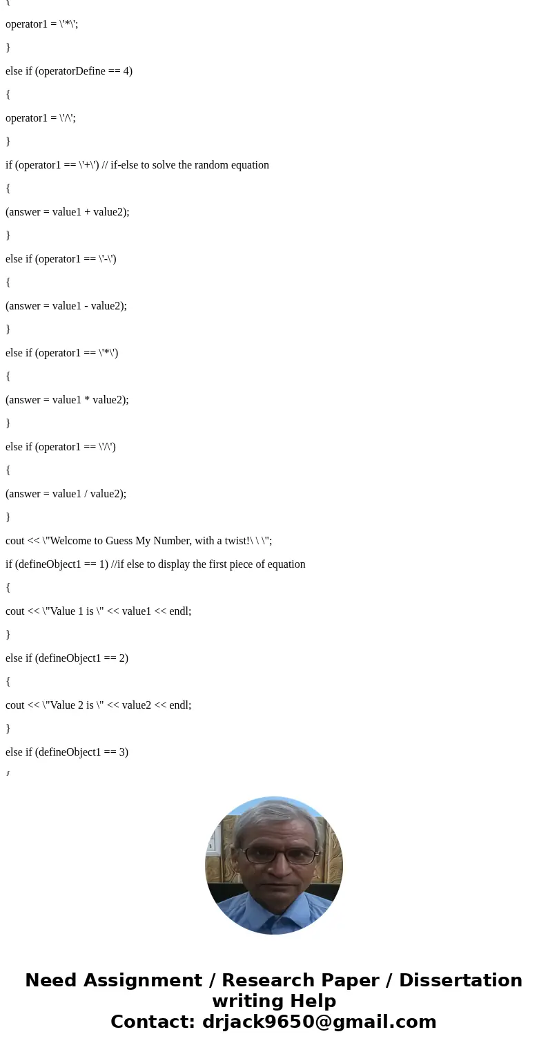 For your assignment you are writing a number guessing game; with a twist. In your game, they are calculations where the user must guess the missing number(s). T For your assignment you are writing a number guessing game; with a twist. In your game, they are calculations where the user must guess the missing number(s). T